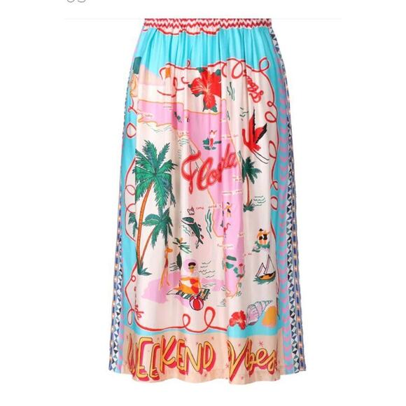 ME369 Sz XS-S Alexa Florida Printed Midi Skirt NWT - Picture 11 of 12
